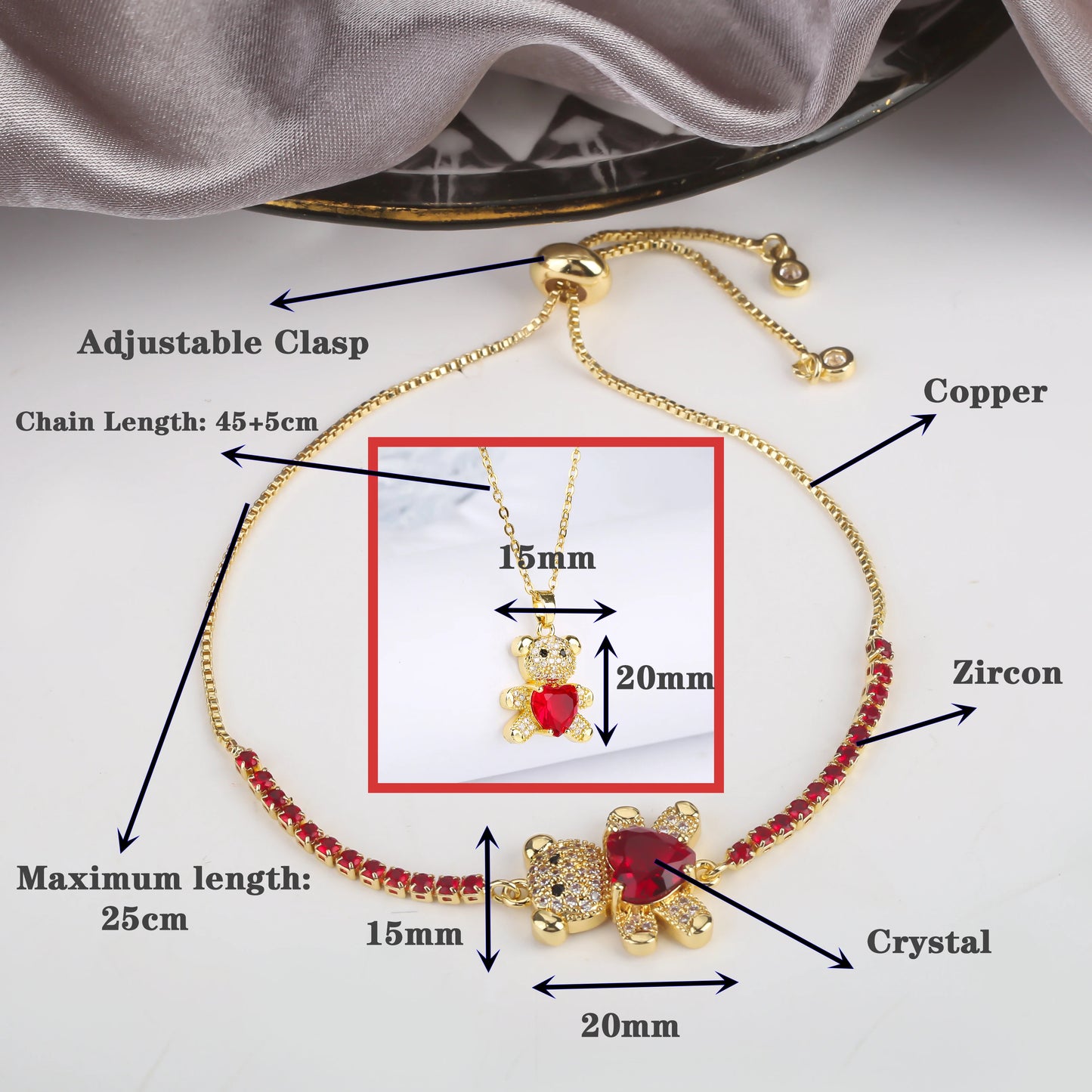 INS Cute Teddy Bear Bracelet For Women Cz Crystal Animal Bracelet High Quality For Engagement Party Gift Wholesale Daily Wear