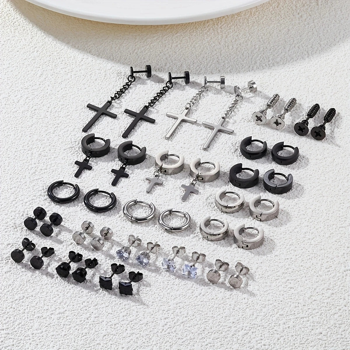 40Pcs Fashion Retro Stainless Steel Earring Set,Cubic Zirconia Tragus Spiral Ear Cartilage Hypoallergenic Piercing Jewelry
