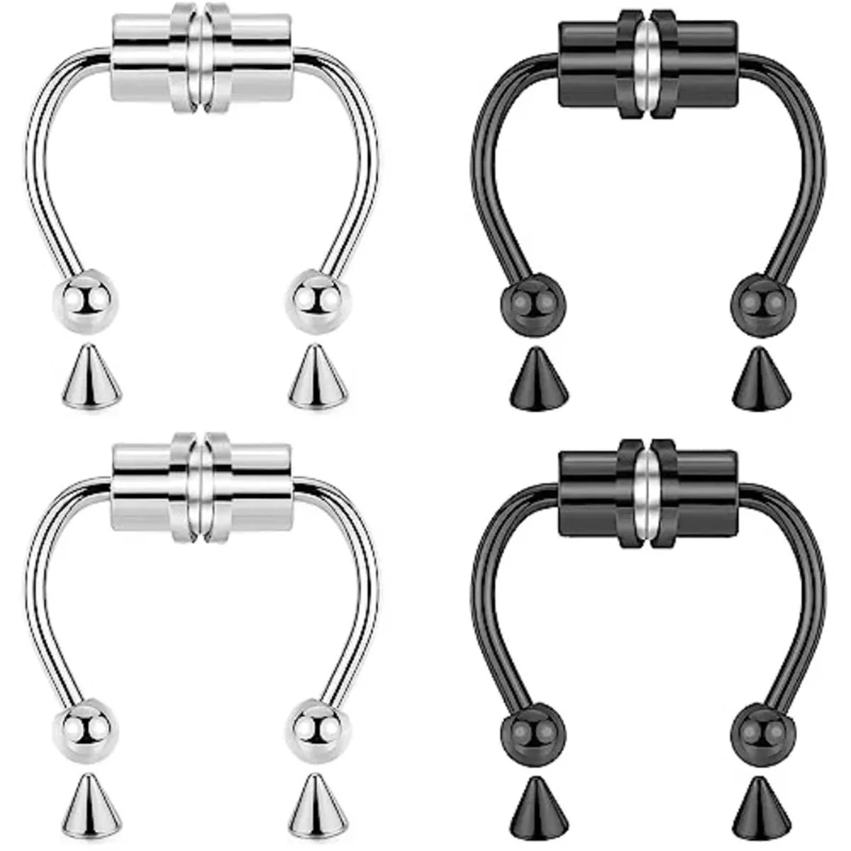 1/2/3/4/5pcs Fake Magnetic Stainless Steel Nose Rings,Non Piercing Septum Rings Magnetic Nose Ring Clipped Onto The Nose