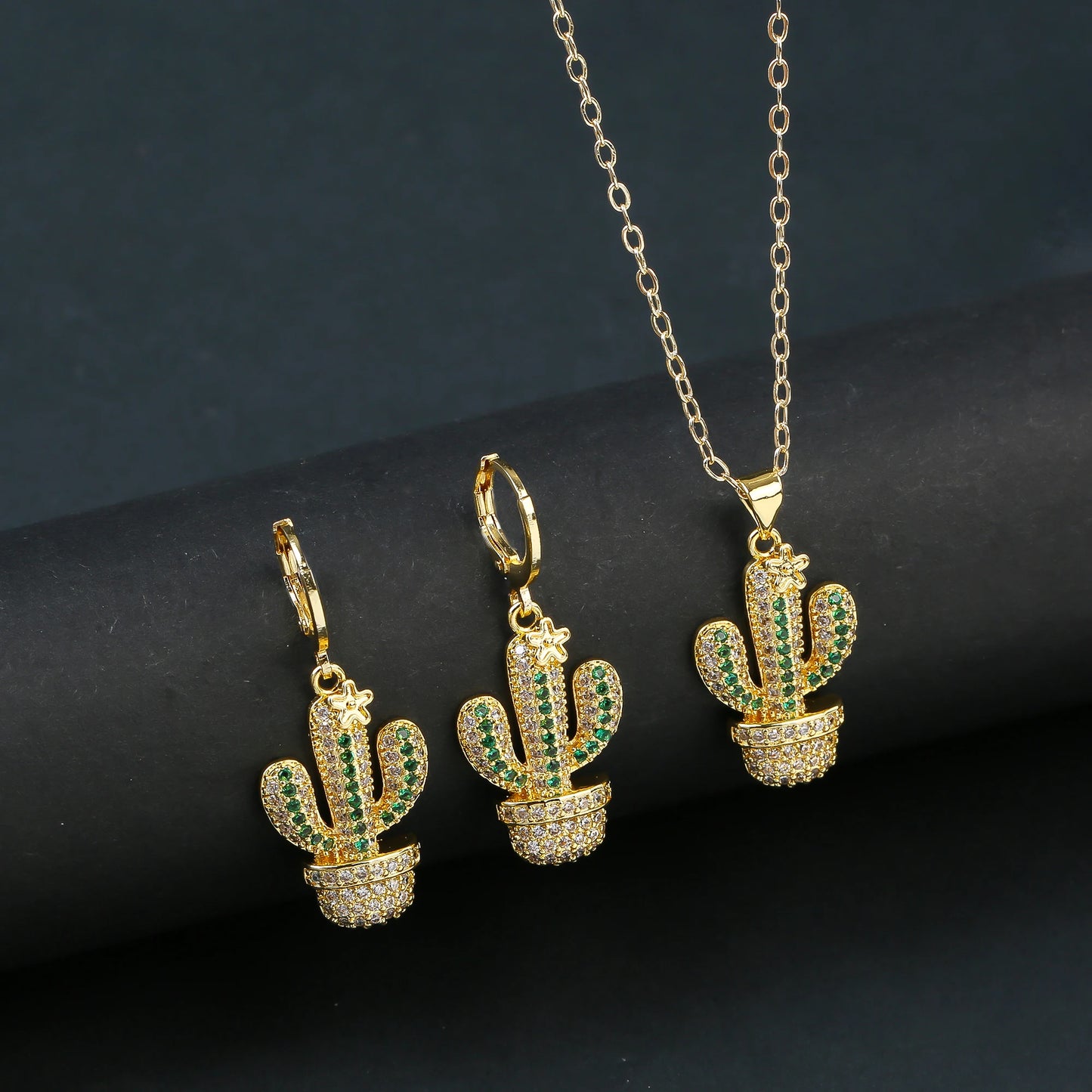 Fashion Venezuela Flag Cross Jewelry Set Classic Cactus Flower Earrings Necklace Charming for Woman Daily Party Jewelry Gift