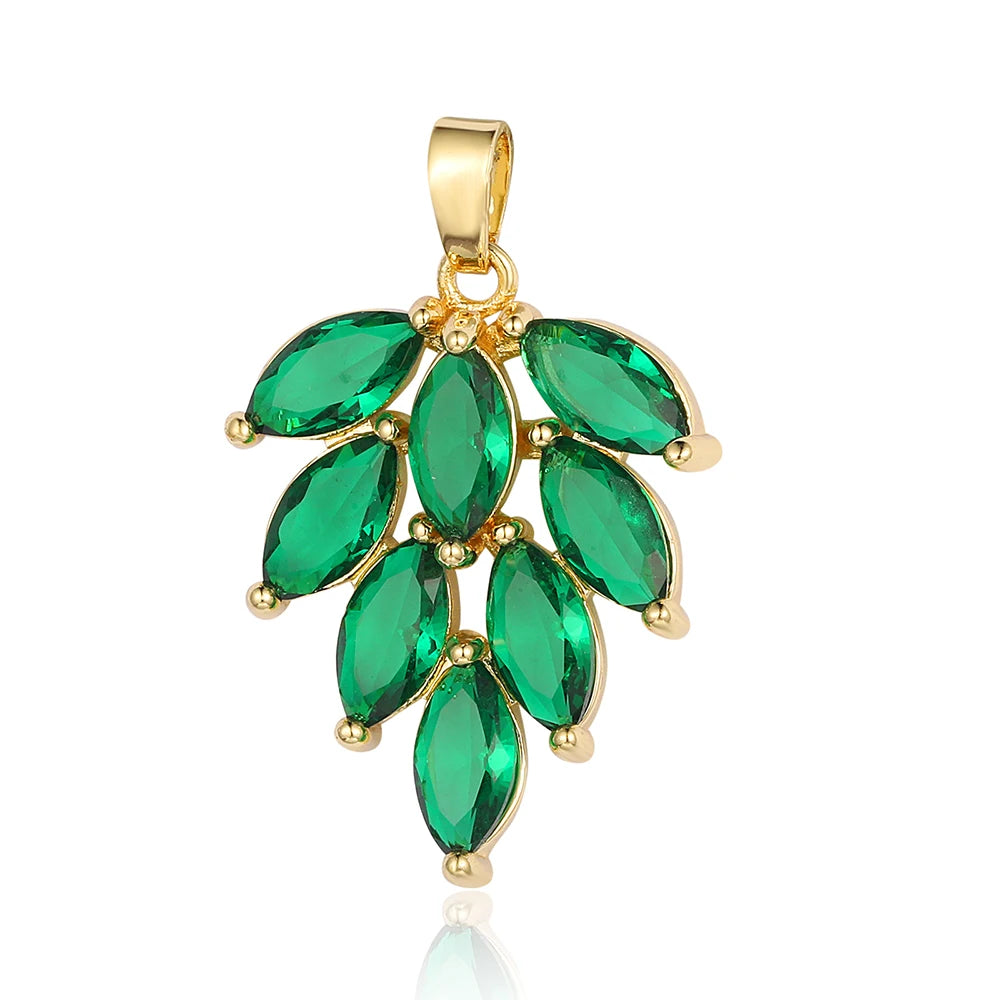 3pcs/Lot Cross Sunflower Cubic Zirconia Pendant Life Tree Maple Leaf Grape Cherry Brass CZ Charms DIY Jewelry Necklace Pendants