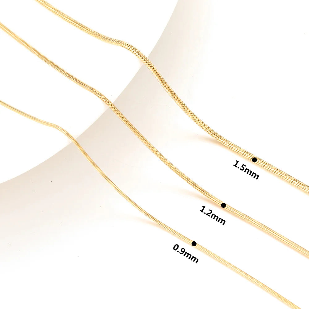 5pcs Wholesale 0.9/1.2/1.5mm Plated 18K Gold Snake Round Chain Necklace for Men Women Silver Necklaces Fashion DIY Jewelry