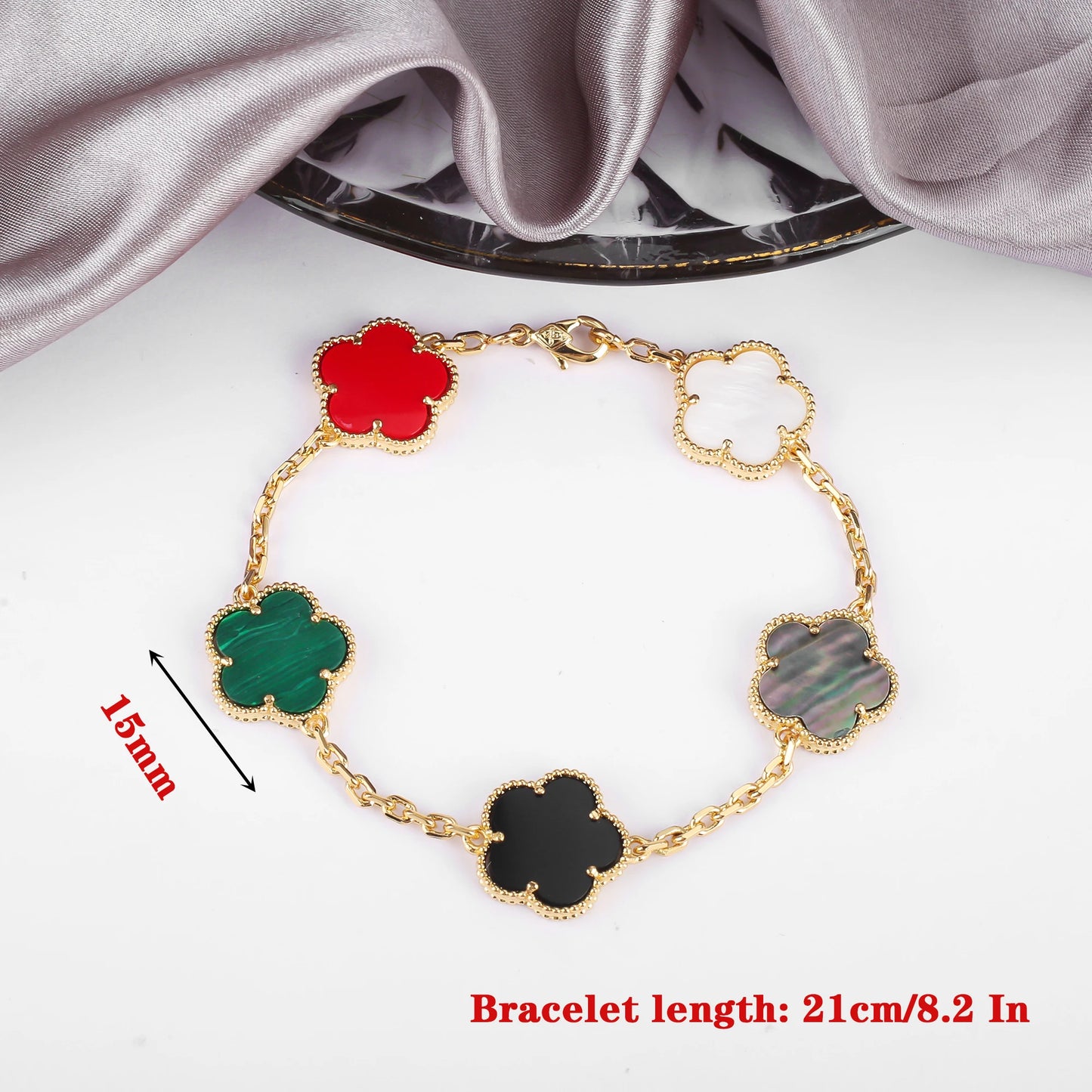 Simple 15mm Natural Shell Stone Five-Leaf Flower Set Bracelet Necklace Classic Flower Woman Jewelry Sets For Party Daily Wear
