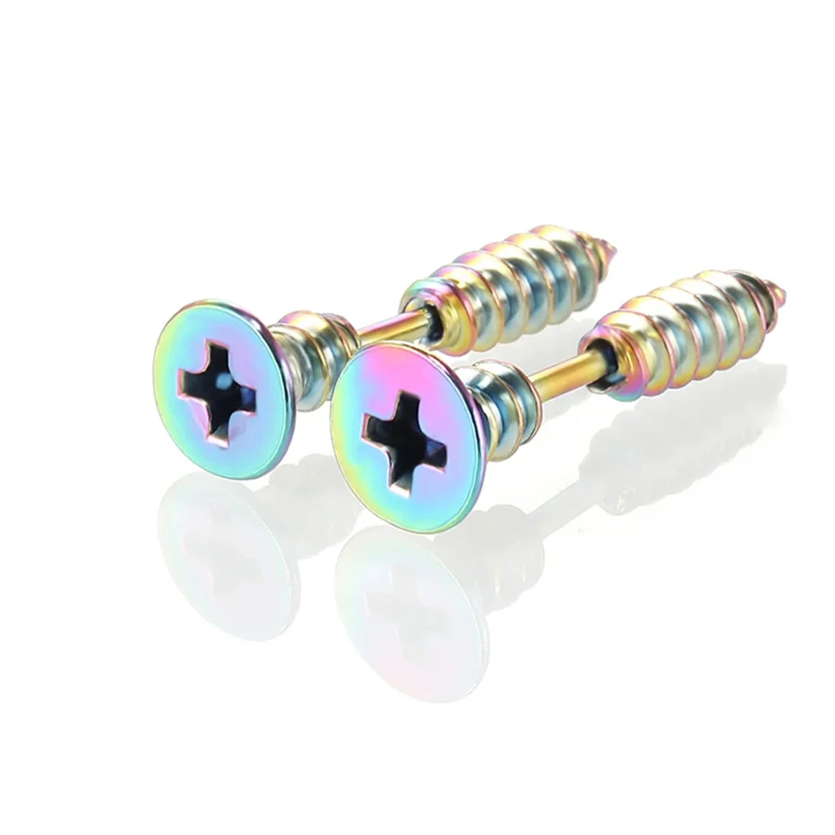 2pcs Fashion Punk 316L Stainless Steel Nail Screw Stud Earring for Women Men,Cartilage Tragus Helix Ear Piercings Jewelry
