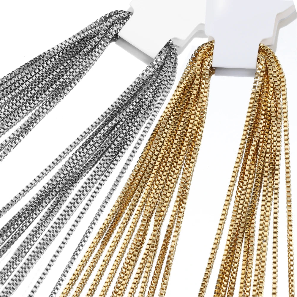 10pcs 5pcs Stainless Steel Bead Chain Necklace Chains for DIY Jewelry Making Findings 45cm+5cm Chain with Lobster Clasps No Fade