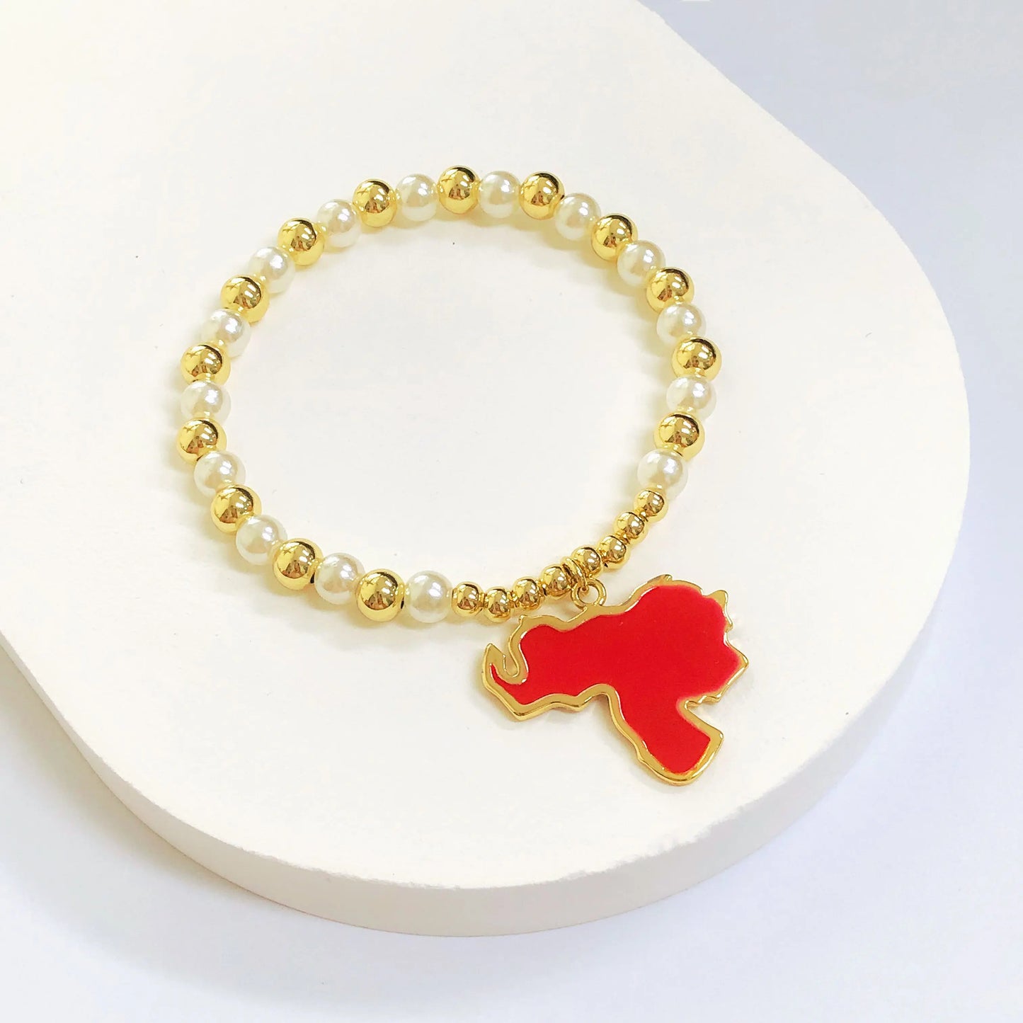 New Fashion Venezuelan Mexican Dominican Map Pendant Woven Pearl Chain Bracelet for Men Women Party Jewelry National Day Gift