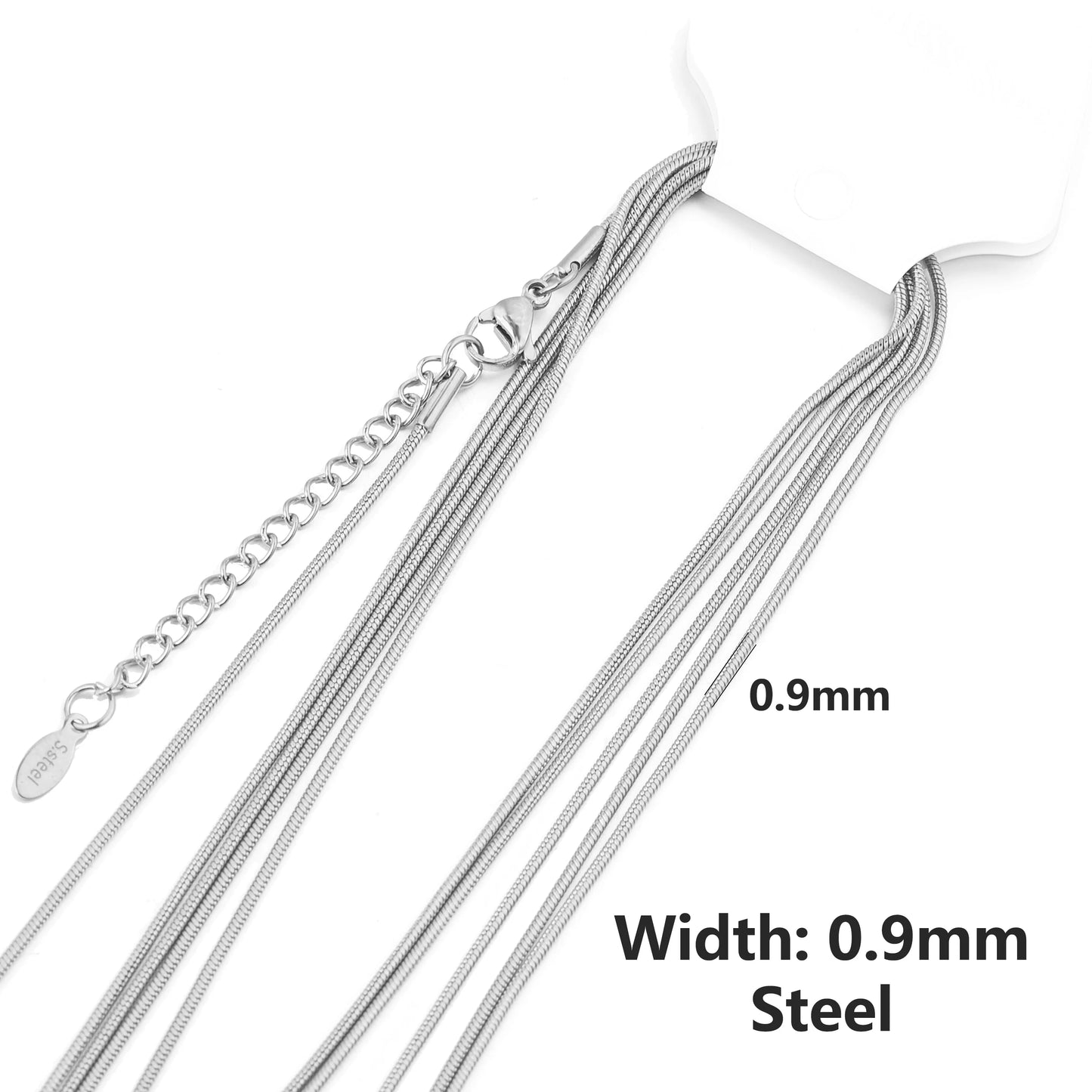 5pcs Wholesale 0.9/1.2/1.5mm Plated 18K Gold Snake Round Chain Necklace for Men Women Silver Necklaces Fashion DIY Jewelry