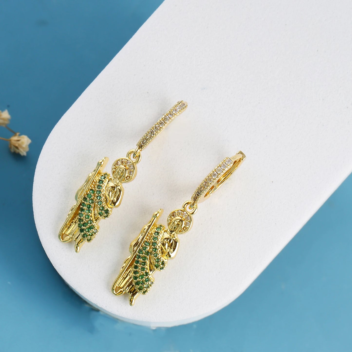 18K Gold Plated Religious Figures St. Jude Necklace Earrings Jewelry Set Simple for Woman Christian Catholic Jewelry Daily Wear