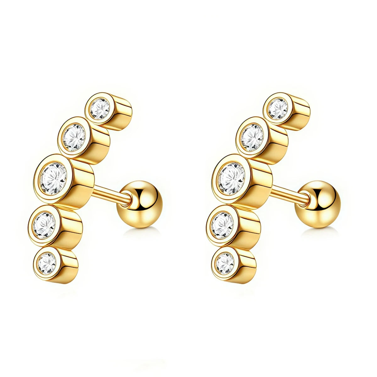 2Pcs 16G Stainless Steel Screw Back Stud Earrings for Women,Cubic Zerconia Cartilage Conch Helix Ear Piercing Jewelry