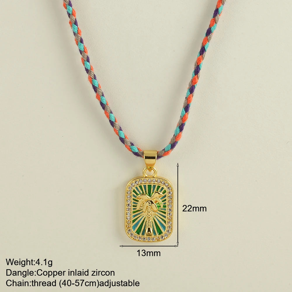 Bohemian POP Art Heart Necklace For Women Gothic Evil Blue Eye Collars Handwoven Wool Chain Choker Tarot Card Summer Jewelry