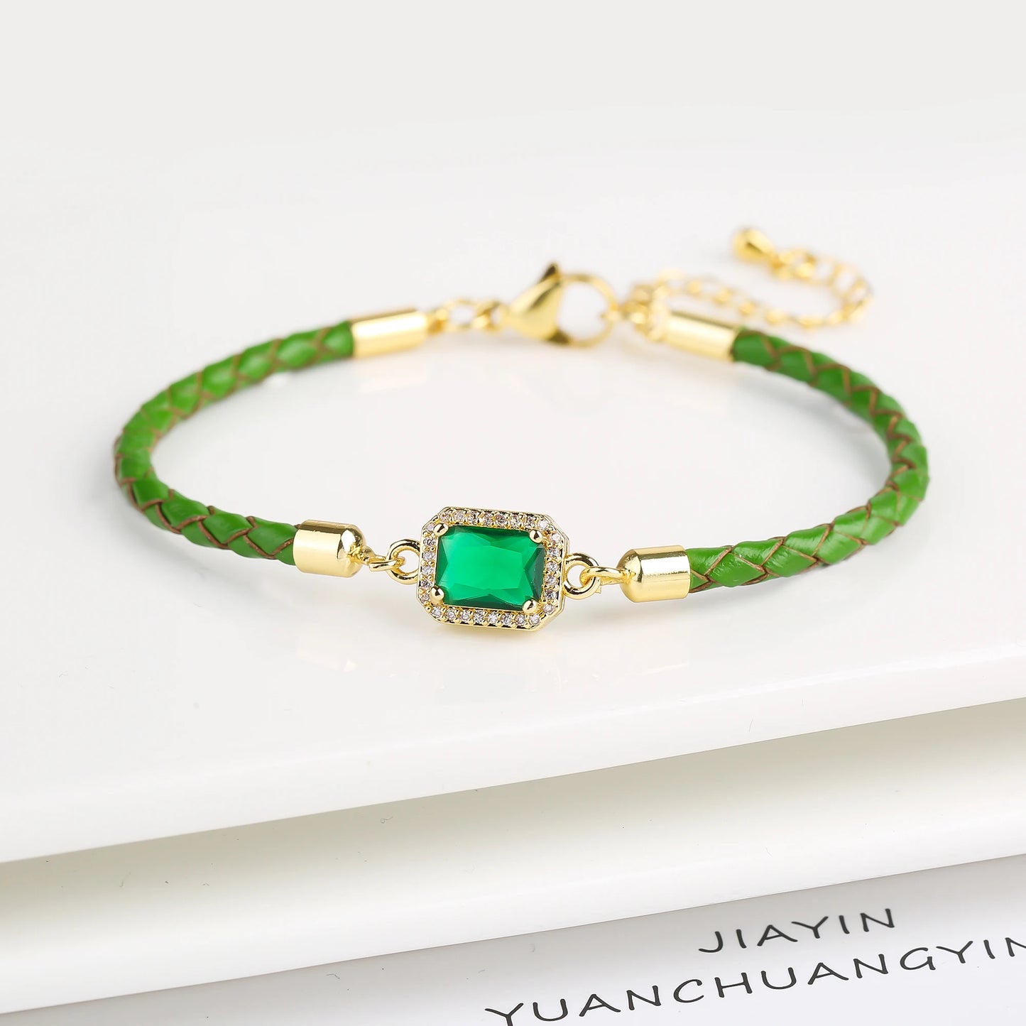 5 Color Shiny Zircon Square Crystal Bracelet Simple Woman Adjustable Leather Bracelet Elegant for Party Jewelry Gift Wholesale