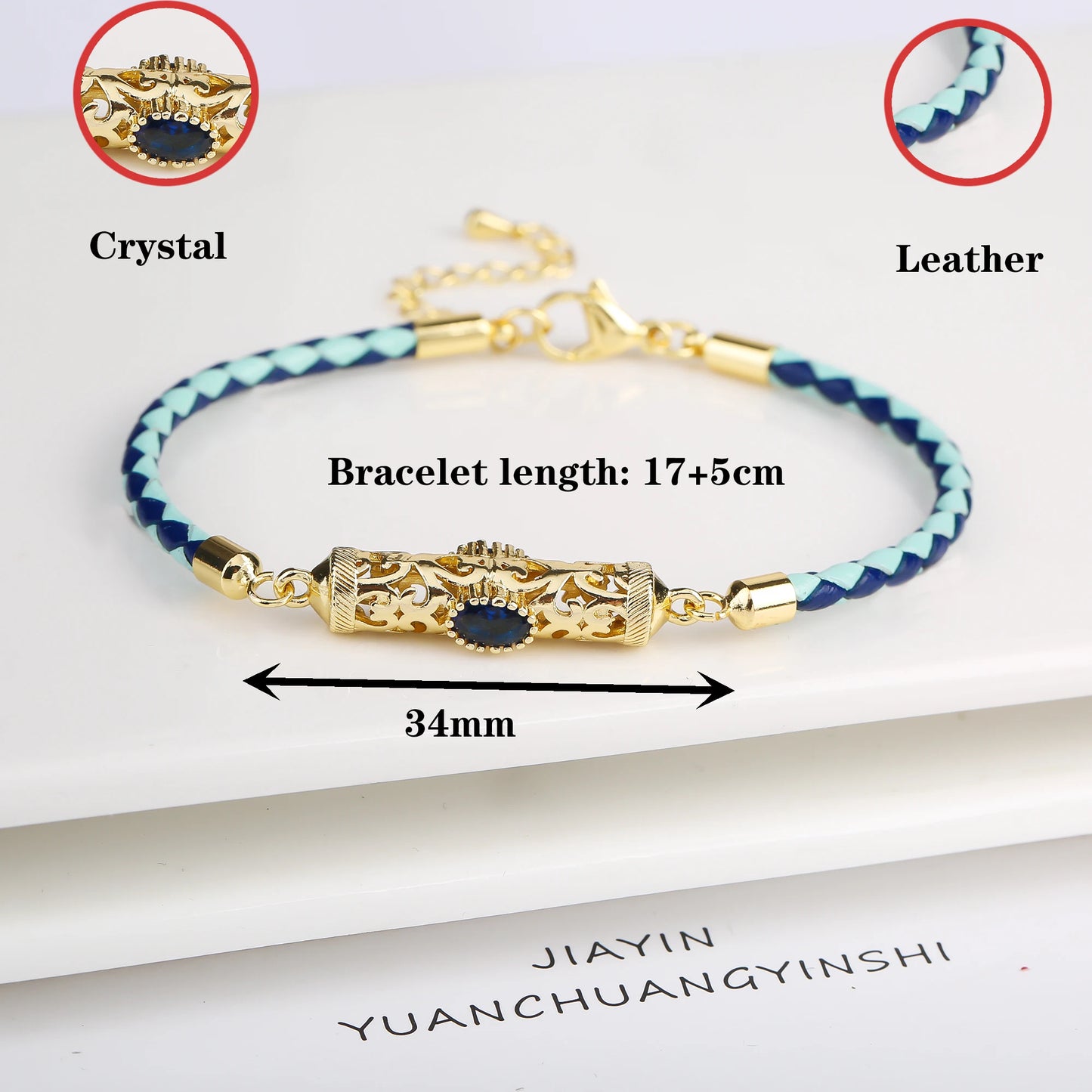 4 Color Fashion Crystal Dragon Column Leather Braided Adjustable Bracelet Classic for Woman Birthday Wrist Jewelry Couple Gift