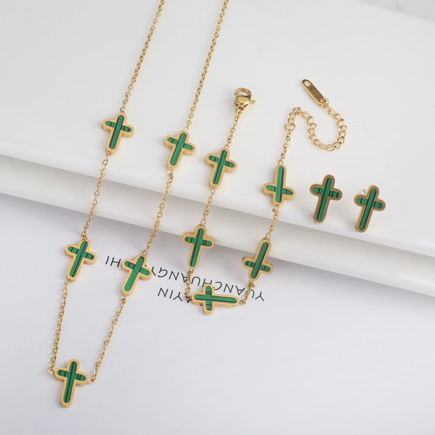 3PCS Hot Sale Stainless Steel Cross Bracelet Jewelry Set Necklace Earrings Charming for Women Luxury Daily Party Jewelry Gift