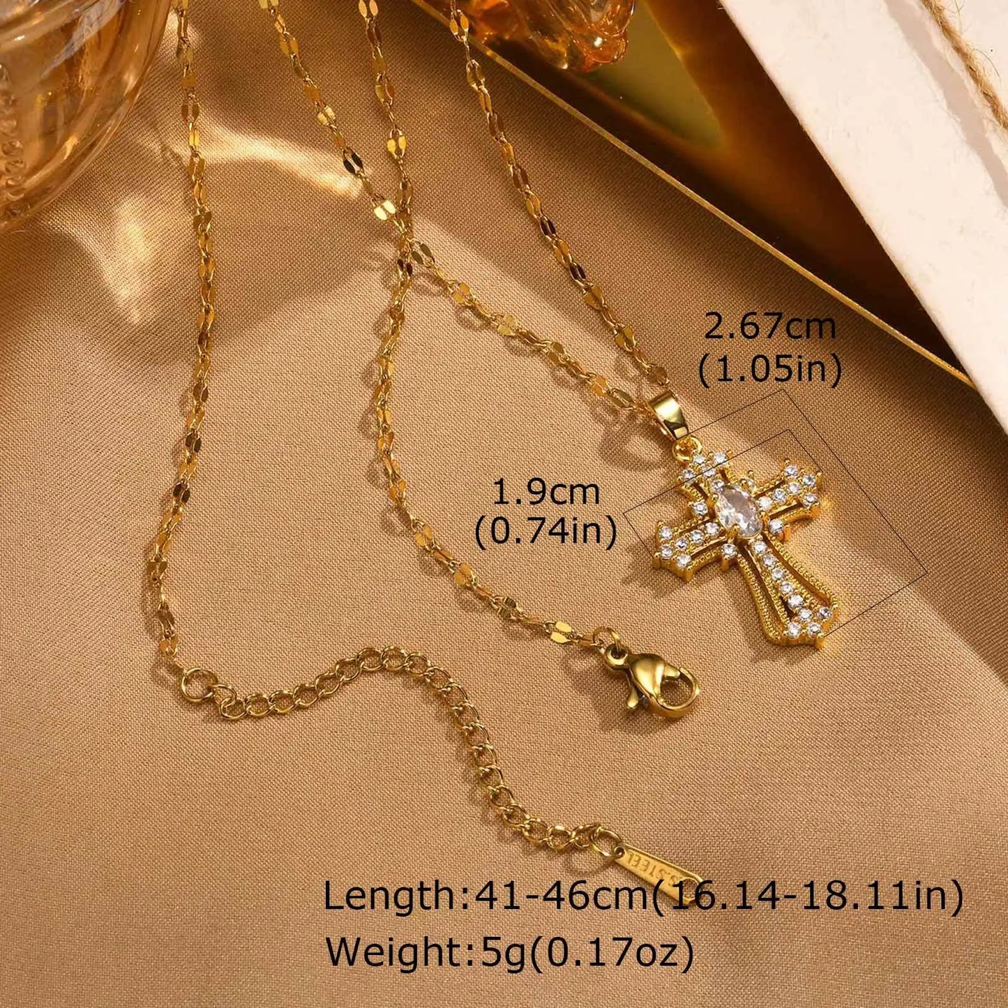 Vnox Christian Religion Necklaces For Women Men,Stainless Steel Chain Cross Pendant Charm Necklace,Classic Gold Plated Jewelry