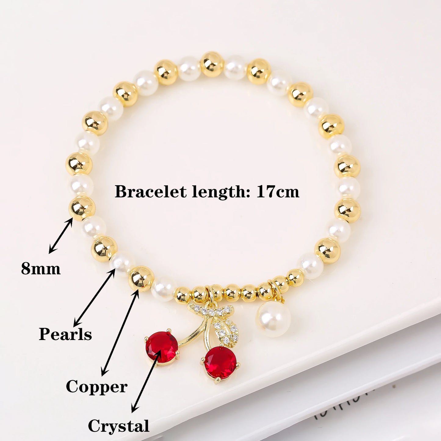 13 Style Choice 3pcs Lucky Red Cherry Crystal Fruit Bracelet Necklace Earrings Jewelry Set Luxury for Women Daily Party Jewelry