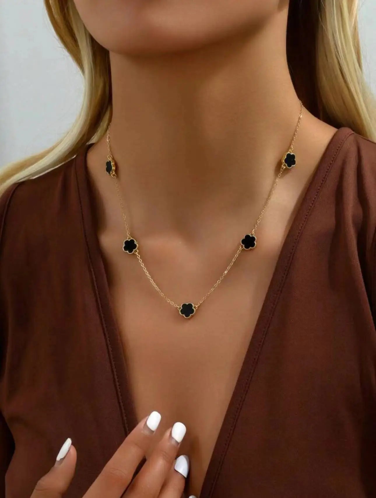Hot Selling Stainless Steel Single Sided Pendant Necklace With Five Leaf Flower High-Quality Jewelry For Women's Clover
