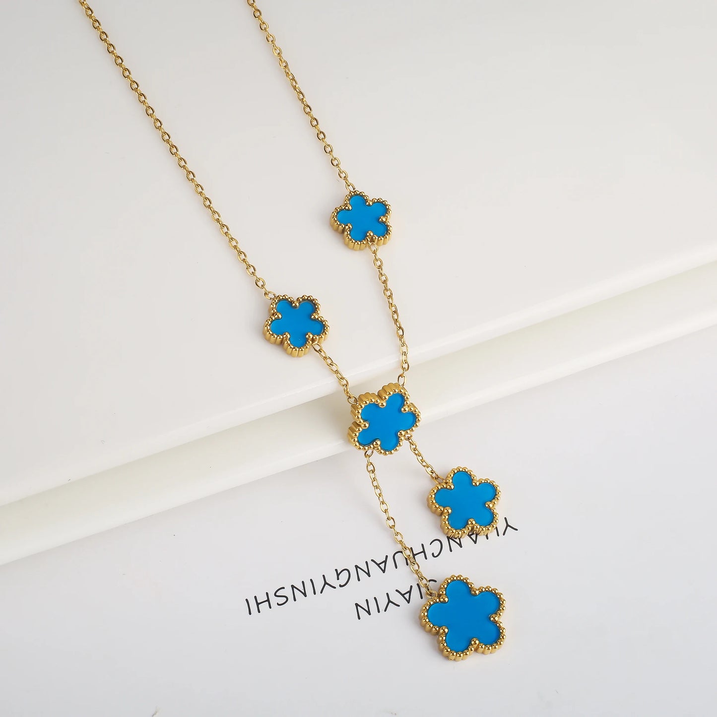 High Quality Stainless Steel Five Leaf Flower Women Jewelry Set Bracelet Necklace Earrings Simple for Woman Clover Brand Jewelry