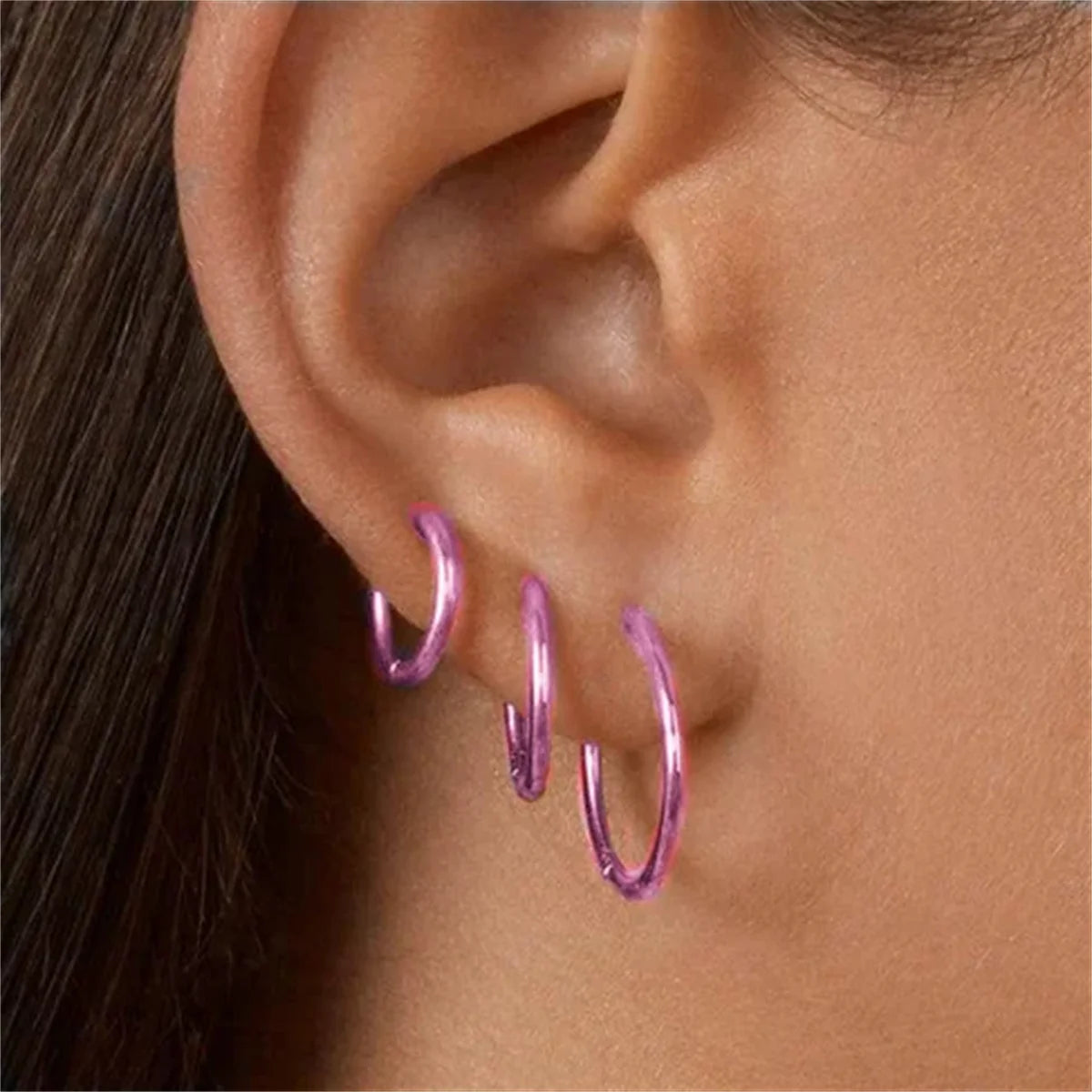 6pcs Fashion Novelty Stainless Steel Cyrstal Tragus Stud Earrings Set,Helix Cartilage Huggie Hoops Circle Ear Piercing Jewelry