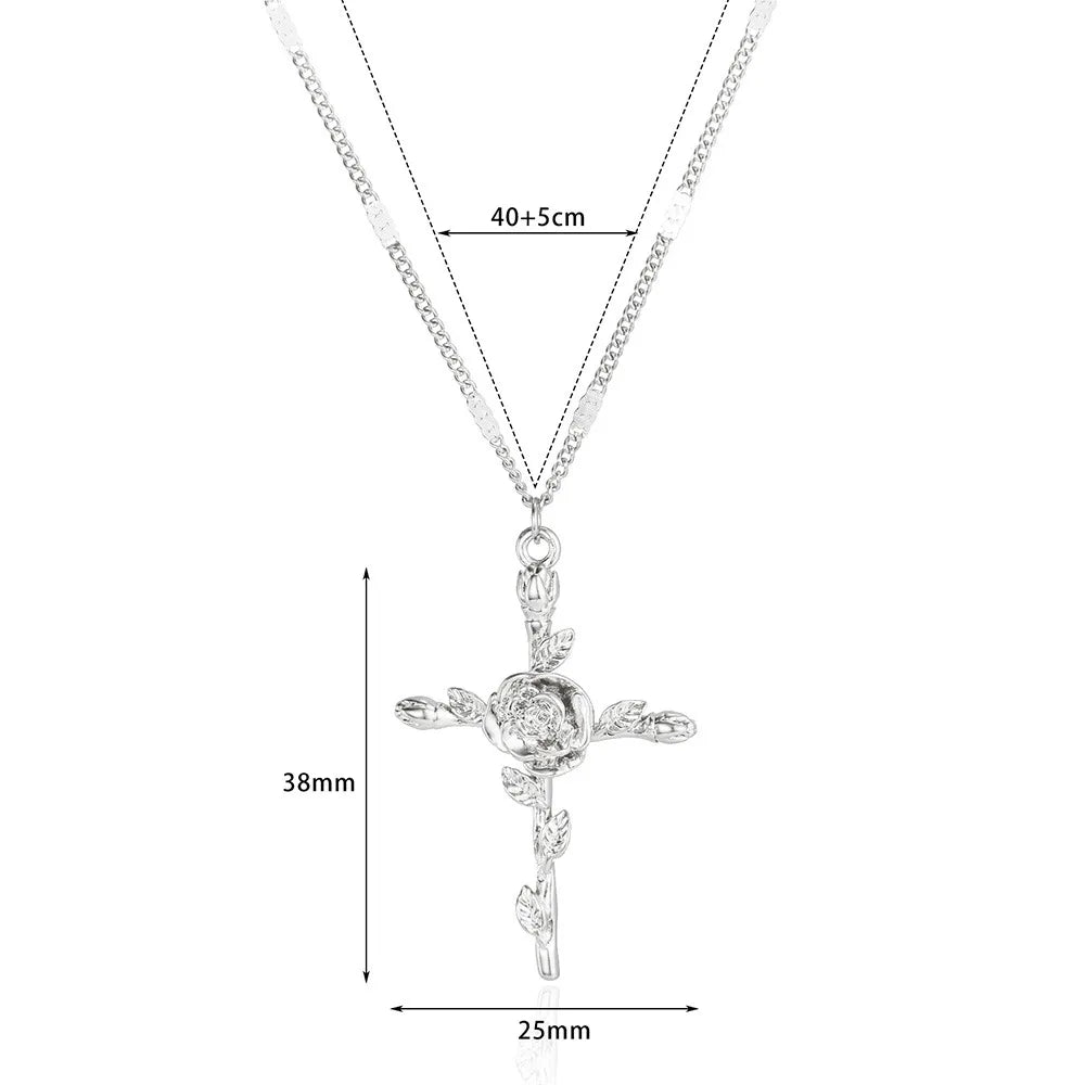 Stainless Steel Jesus Cross Necklace For Women Men Gold Color Caravaca Angels Crucifix Charm Choker Rapper Jewelry Hip Hop Gift