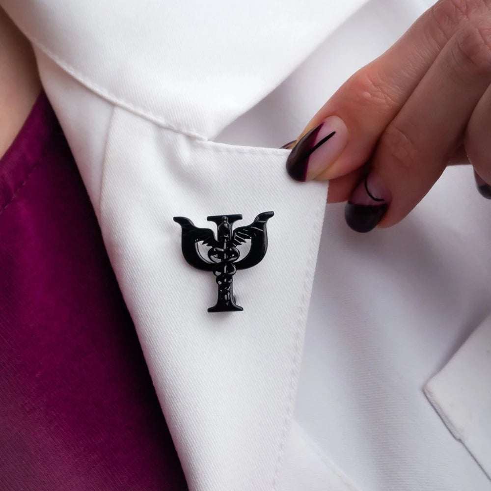 Hanreshe Medical Caduceus Brooch Pin Set Doctor Nurse Lapel Hat Bag Badge Brooches Medicine Psychology Surgery Jewelry Gifts