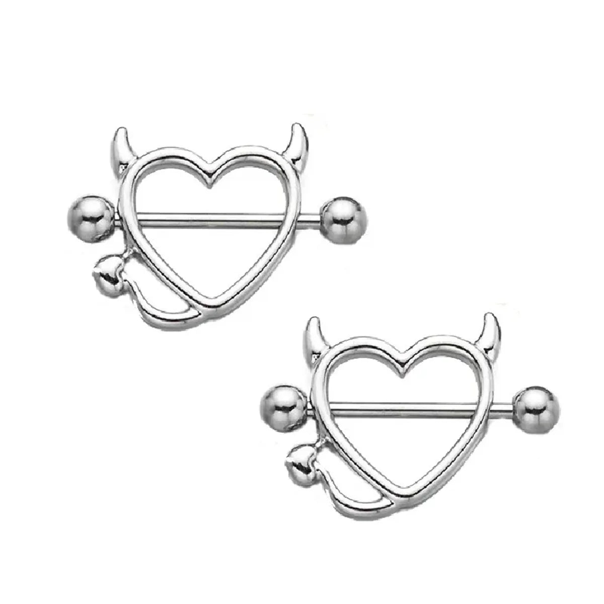1/5Pairs 316L Stainless Steel Nipple Ring for Women, Various Colors Devil Love Heart Nipple Piercing Jewelry