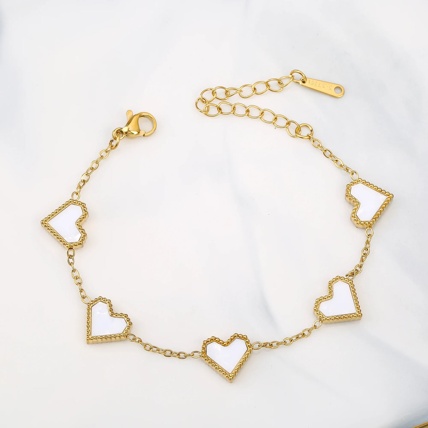 3Pcs 18k Gold-Plated Heart Shape Necklace Earrings Bracelet Jewelry Set Classic For Woman Fashion Party Jewelry Gift Daily Wear