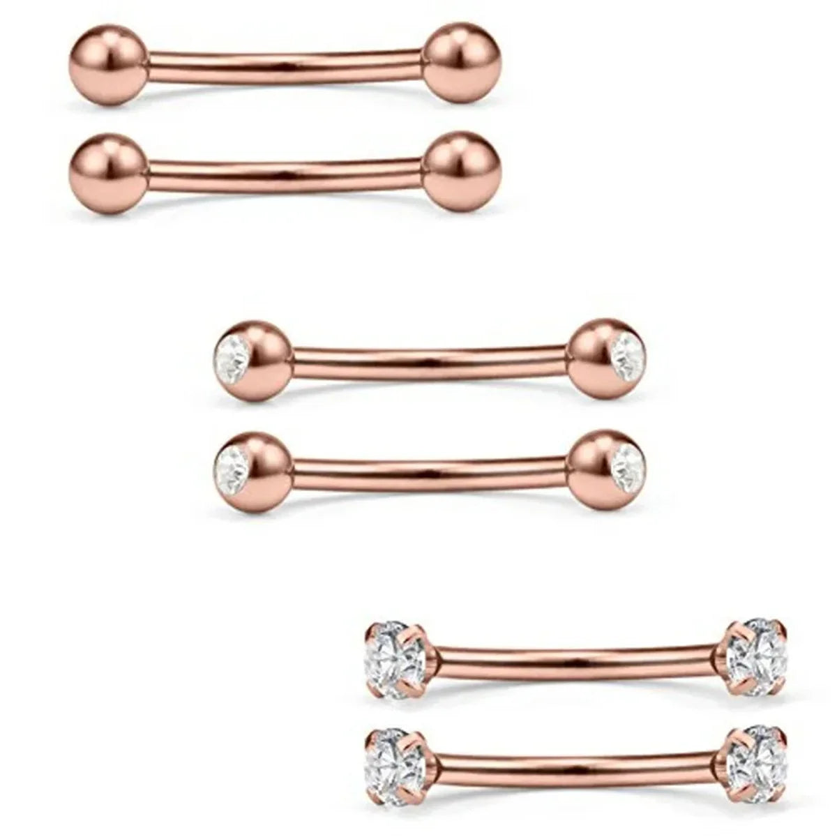 6Pcs Elegant Fashion 316 Stainless Steel Curved Barbell Eyebrow Ring,Inlaid Shiny Zircon Belly Lip Ring Body Piercing Jewelry