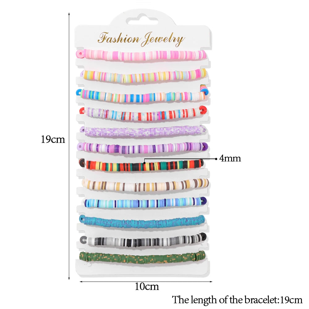 Wholesale 12Pcs/Set Colorful Natural Stone Bracelets Adjustable Rope Braided Bracelet Handmade Bohemia Bracelets with Cards