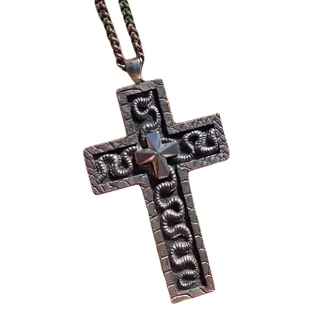 Game Cross Necklace with Secret Compartment Antique Cross Pendant Wear Resist Ten-Shaped Pendant Necklaces Fashion Accessory