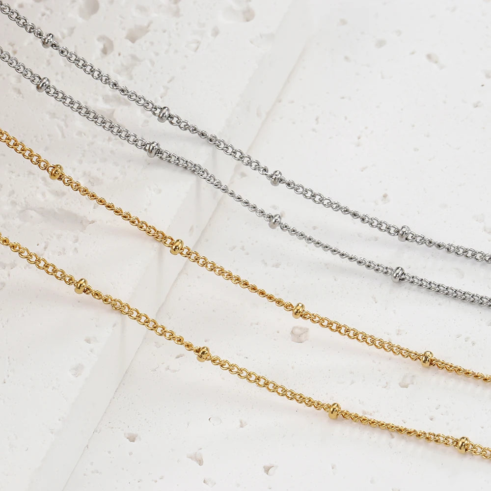 10pcs 5pcs Stainless Steel Bead Chain Necklace Chains for DIY Jewelry Making Findings 45cm+5cm Chain with Lobster Clasps No Fade