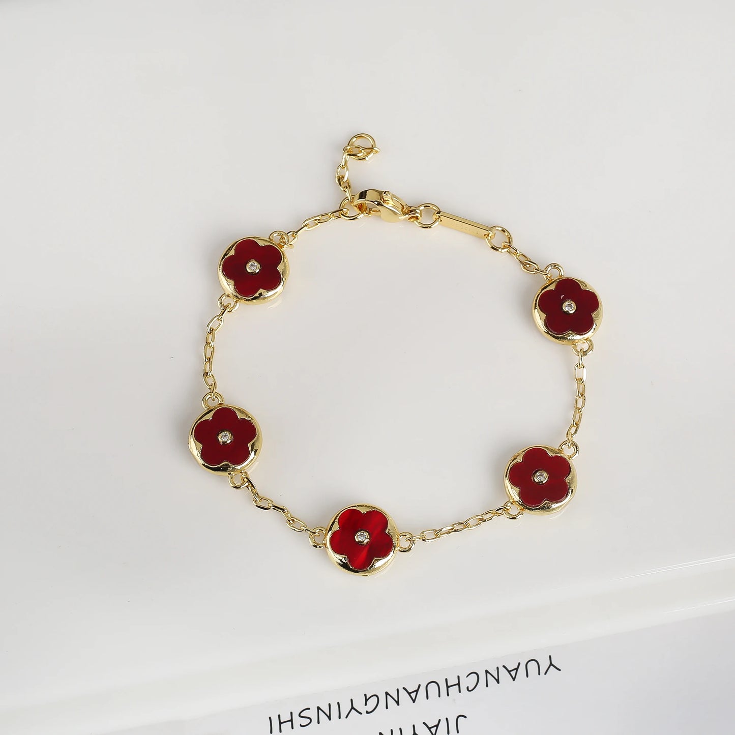 Trendy Creative Adjustable Round Five Leaf Flower Gold-Plated Bracelet Luxury for Women Daily Party Jewelry Accessories Clover