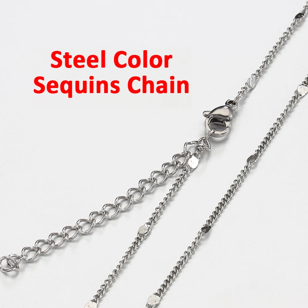 10pcs 5pcs Stainless Steel Bead Chain Necklace Chains for DIY Jewelry Making Findings 45cm+5cm Chain with Lobster Clasps No Fade