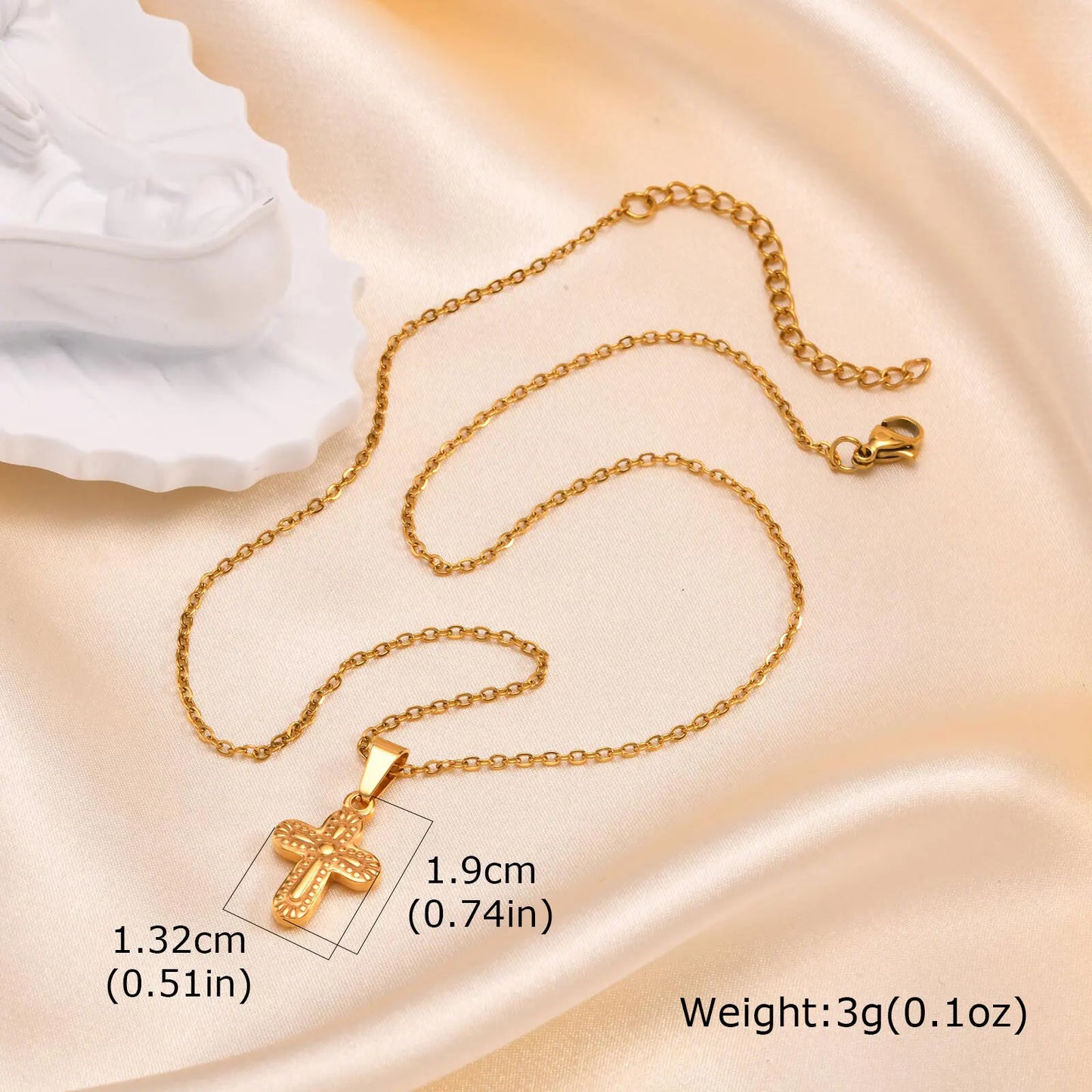 Vnox Christian Religion Necklaces For Women Men,Stainless Steel Chain Cross Pendant Charm Necklace,Classic Gold Plated Jewelry