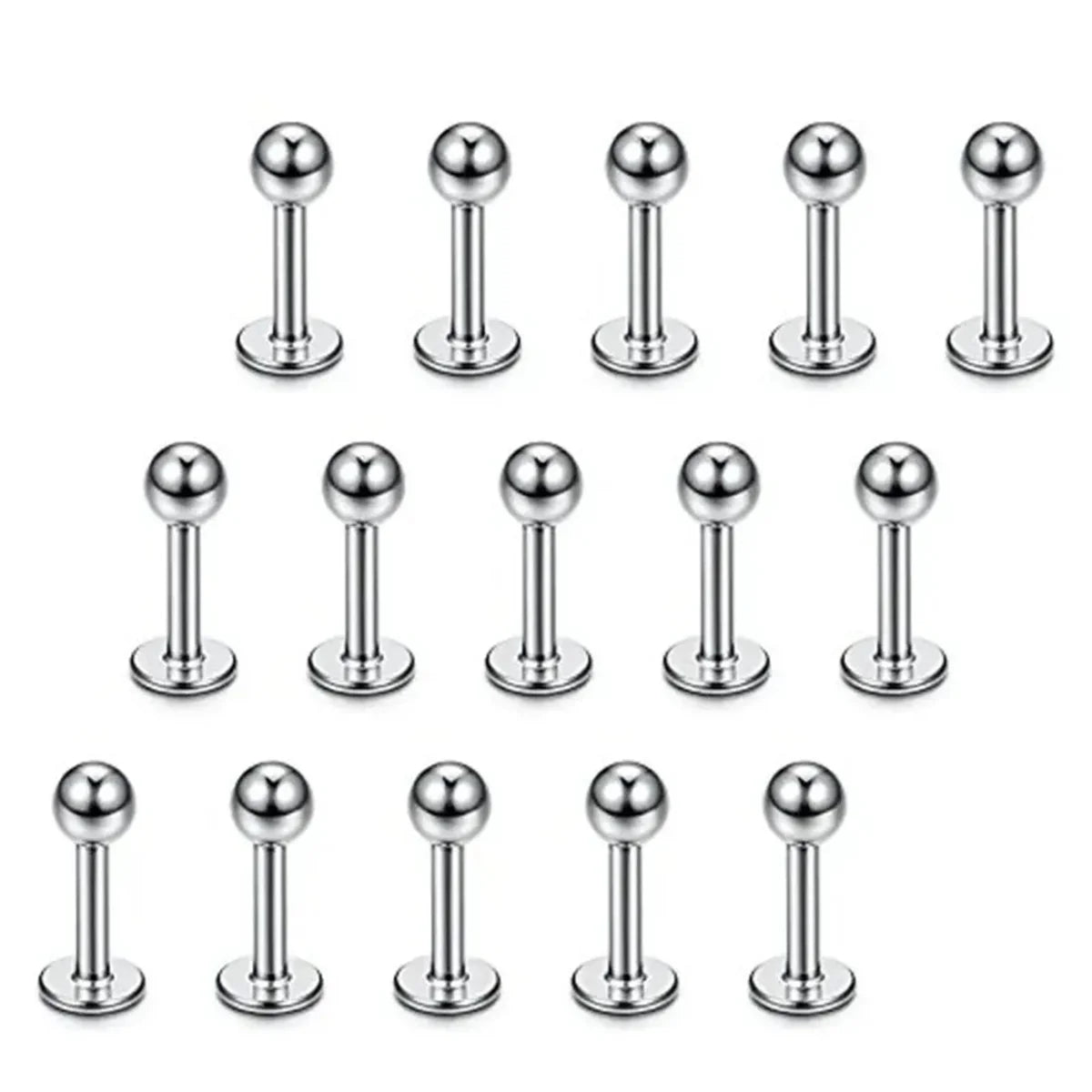 15Pcs 16G Stainless Steel Lip Rings For Women Men,Labret Nose Studs Piercing 6/8/10/12mm Cartilage Tragus Helix Earring