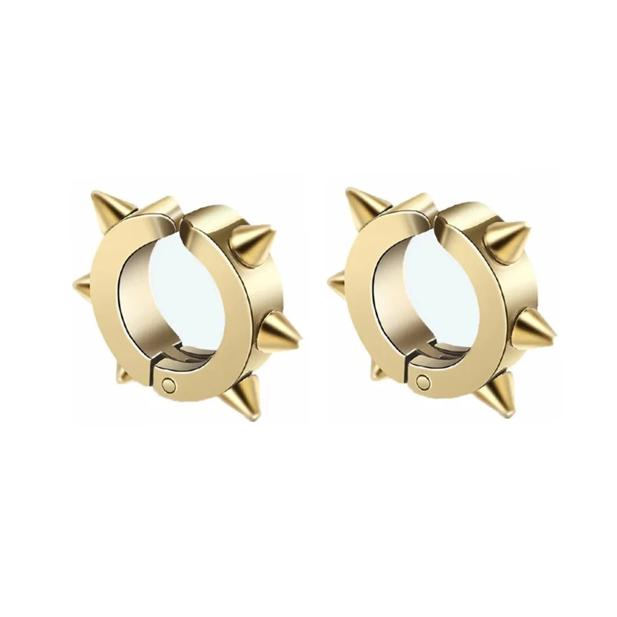 2/4pcs Punk Style 316L Stainless Steel Spine Earring,Clip On Non Piercing Hoop Earring Fashion Fake Piercing Jewelry