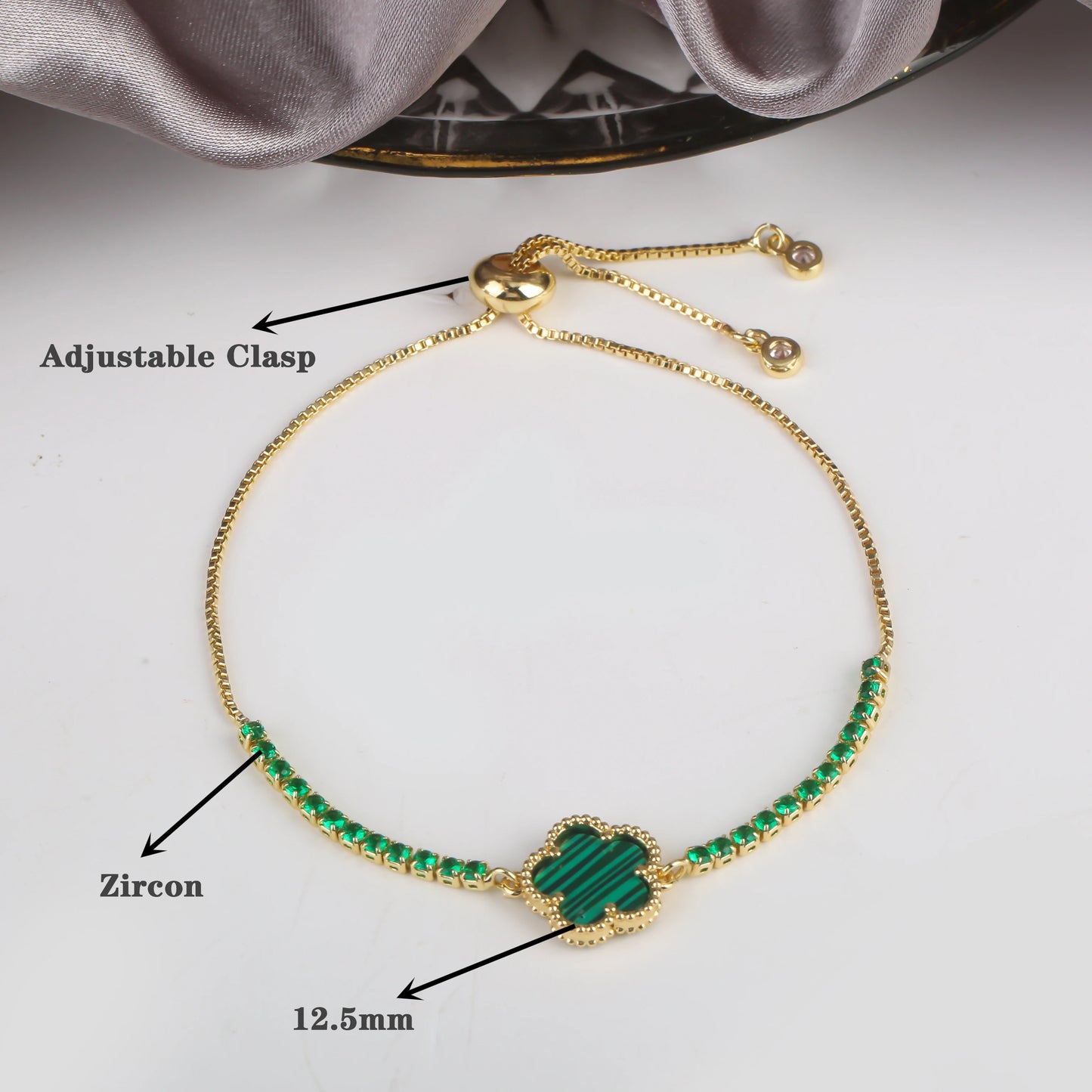 INS Hot Selling Lucky simple Five Leaves Flower Bracelet Shiny Zircon Adjustable Bracelet Classic for Women Party Jewelry Gift