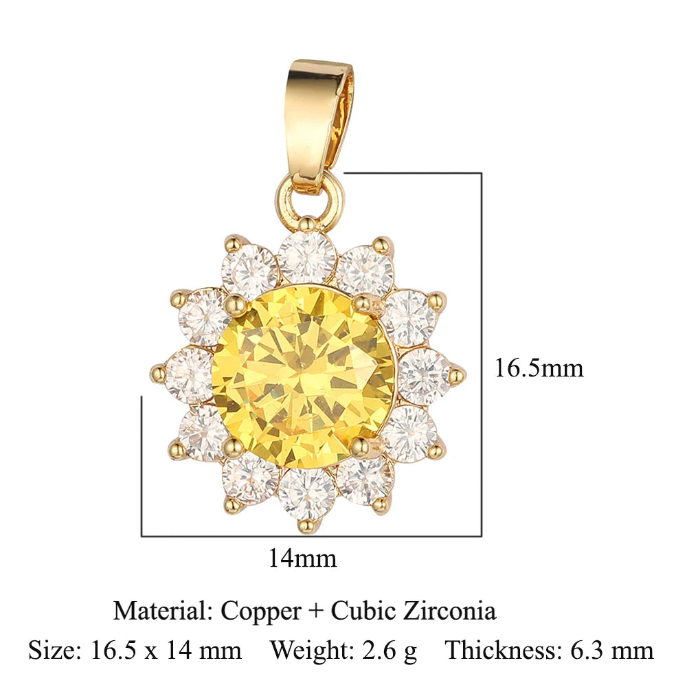 3pcs/Lot Cross Sunflower Cubic Zirconia Pendant Life Tree Maple Leaf Grape Cherry Brass CZ Charms DIY Jewelry Necklace Pendants