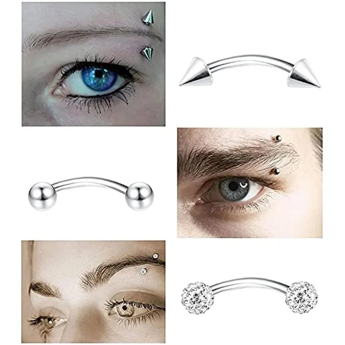 11Pcs 16G Colorful Butterfly Shape Curved Barbell Eyebrow Ring, Belly Lip Ring Inlaid Shiny Zircon Bling Bling Piercing Jewelry