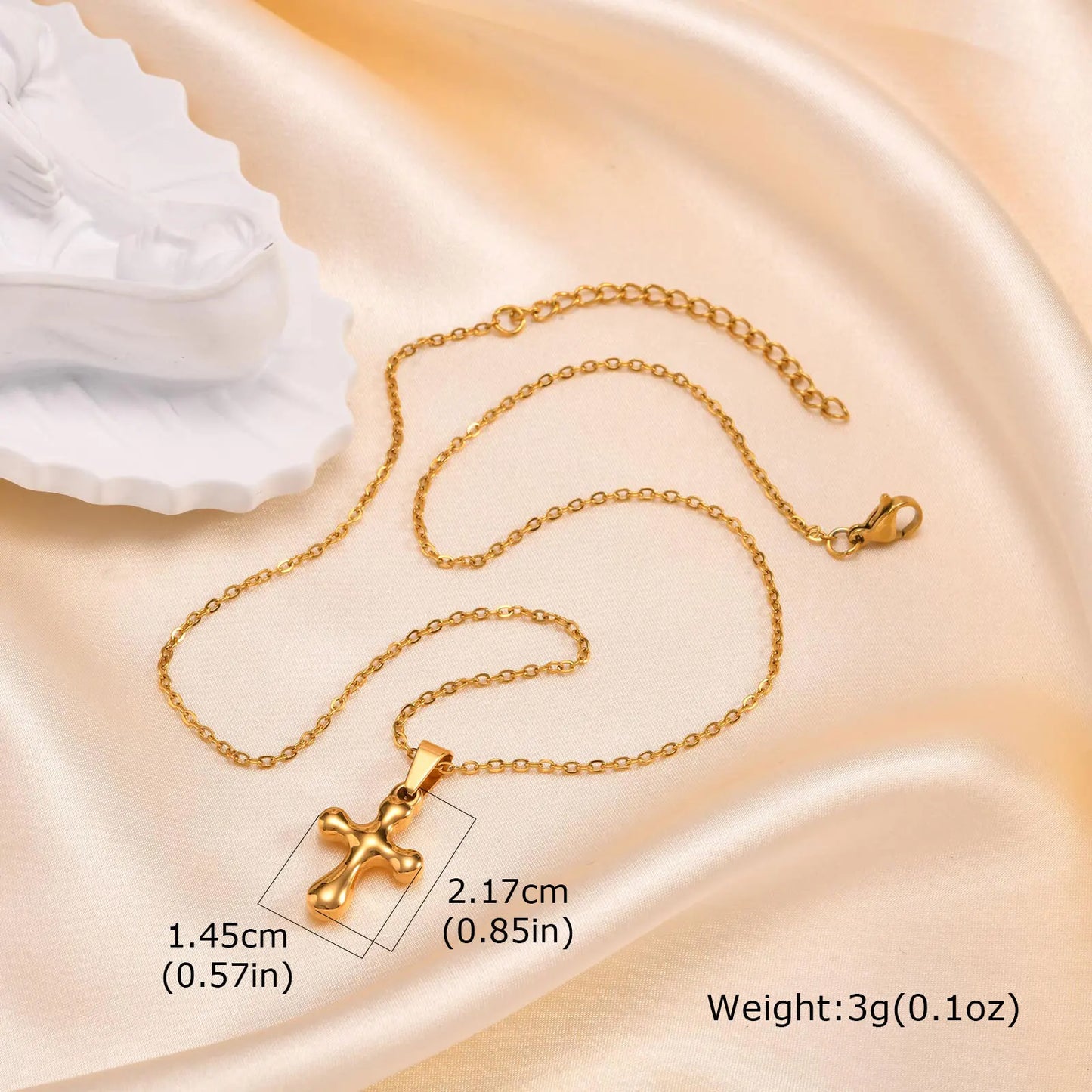 Vnox Christian Religion Necklaces For Women Men,Stainless Steel Chain Cross Pendant Charm Necklace,Classic Gold Plated Jewelry
