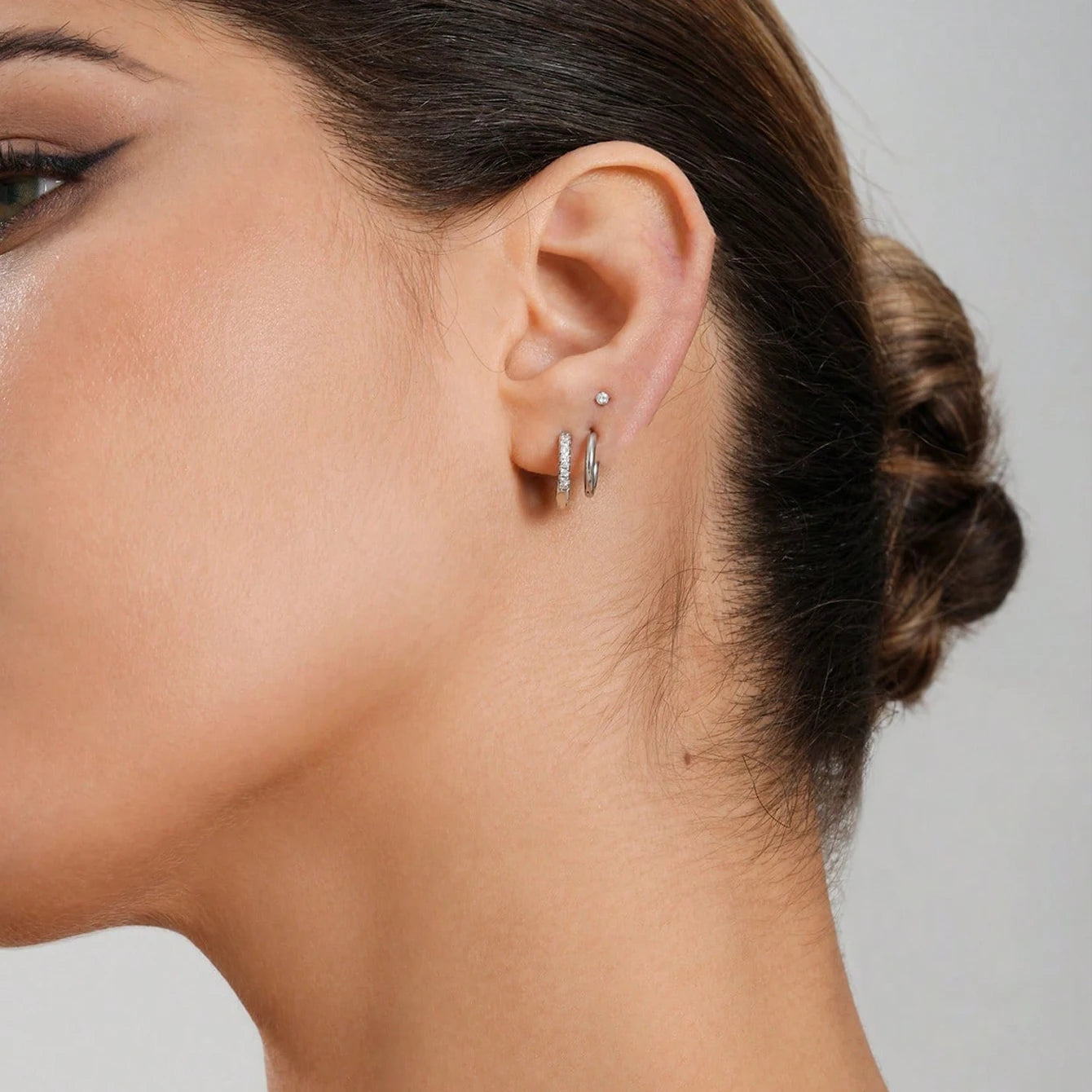 3Pcs Hypoallergenic Stainless Steel Cartilage Stud Earrings Set,Cubic Zerconia Daith Tragus Lobe Piercing Jewelry Accessories