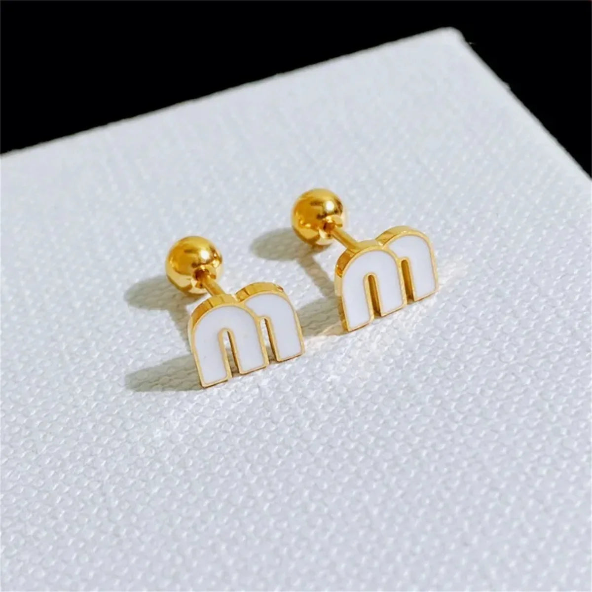 2/6pcs 18k Gold-plated Titanium Steel Letter M Stud Earrings for Women,Delicate Cute Tiny Earrings Jewelry Gift