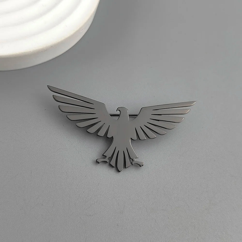 Fashion punk style hollow eagle stainless steel gold-plated 18K brooch, black suit accessories, wedding matching set