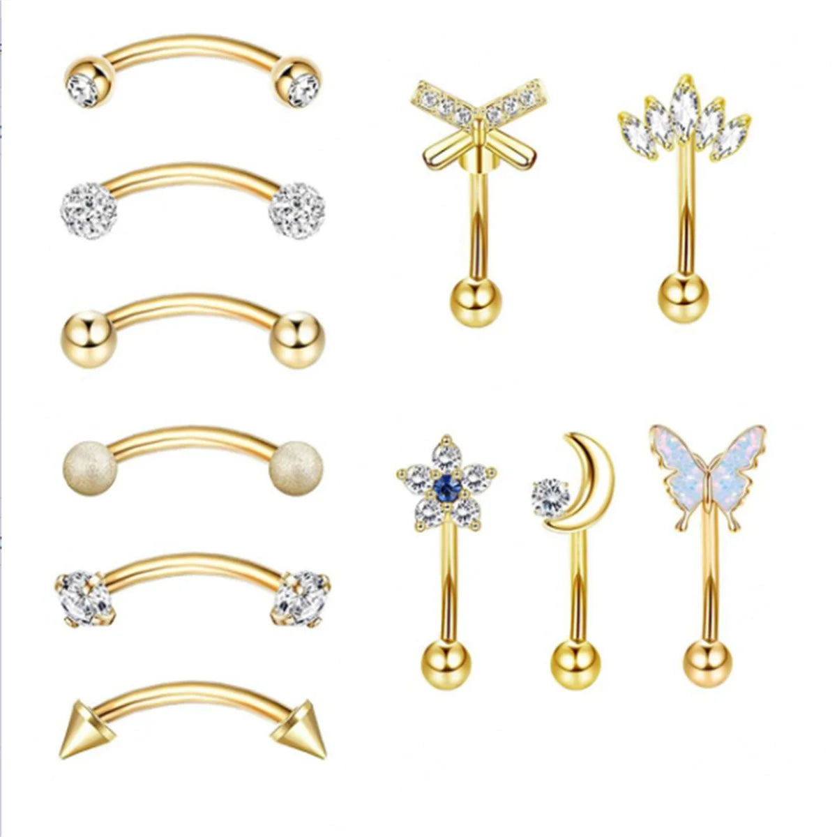 11Pcs Hypoallergenic Stainless Steel Rook Piercing Jewelry Set,Eyebrow Rings Cartilage Daith Tragus Helix Piercing Jewelry