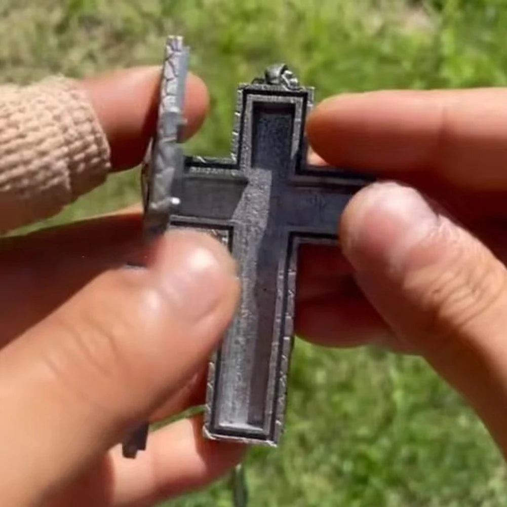 Game Cross Necklace with Secret Compartment Antique Cross Pendant Wear Resist Ten-Shaped Pendant Necklaces Fashion Accessory