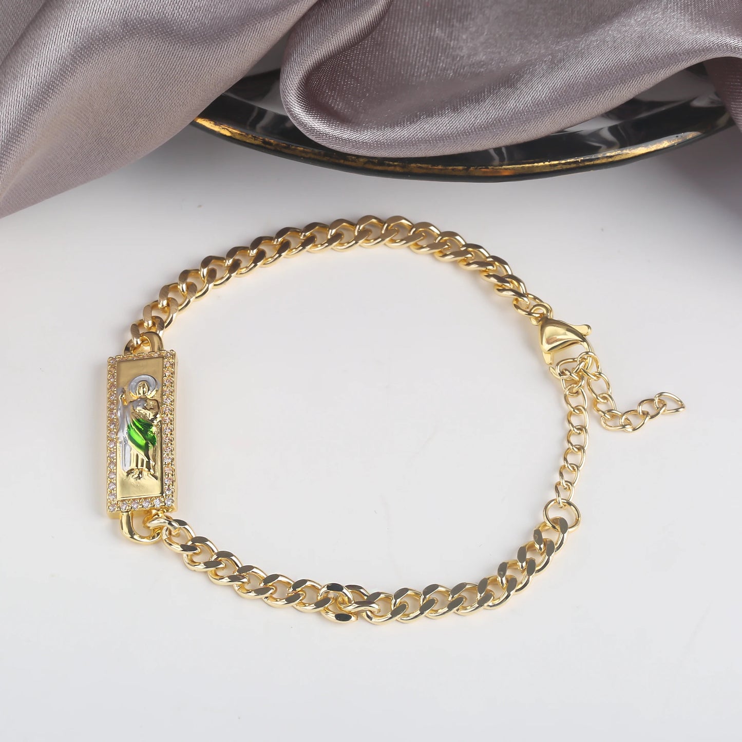High Quality St. Jude Bracelet Copper Drip Oil Madonna Bracelet For Woman Man Party Birthday Daily Wear Religious Jewelry Gift