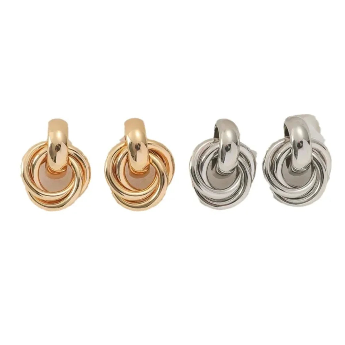 2Pcs Trendy Stainless Steel Gold Color Knot Hoop Earring For Women,Shiny Cute Tragus Cartilage Ear Stud Suitable Give Girlfriend