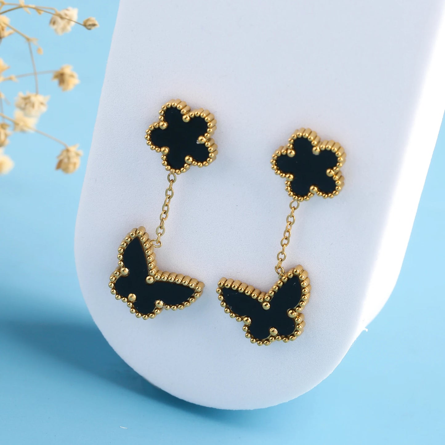 6 Colors Simple Botanical Five Leaf Flower Stainless Steel Stud Earring Classic for Woman Party Jewelry Accessories Clover