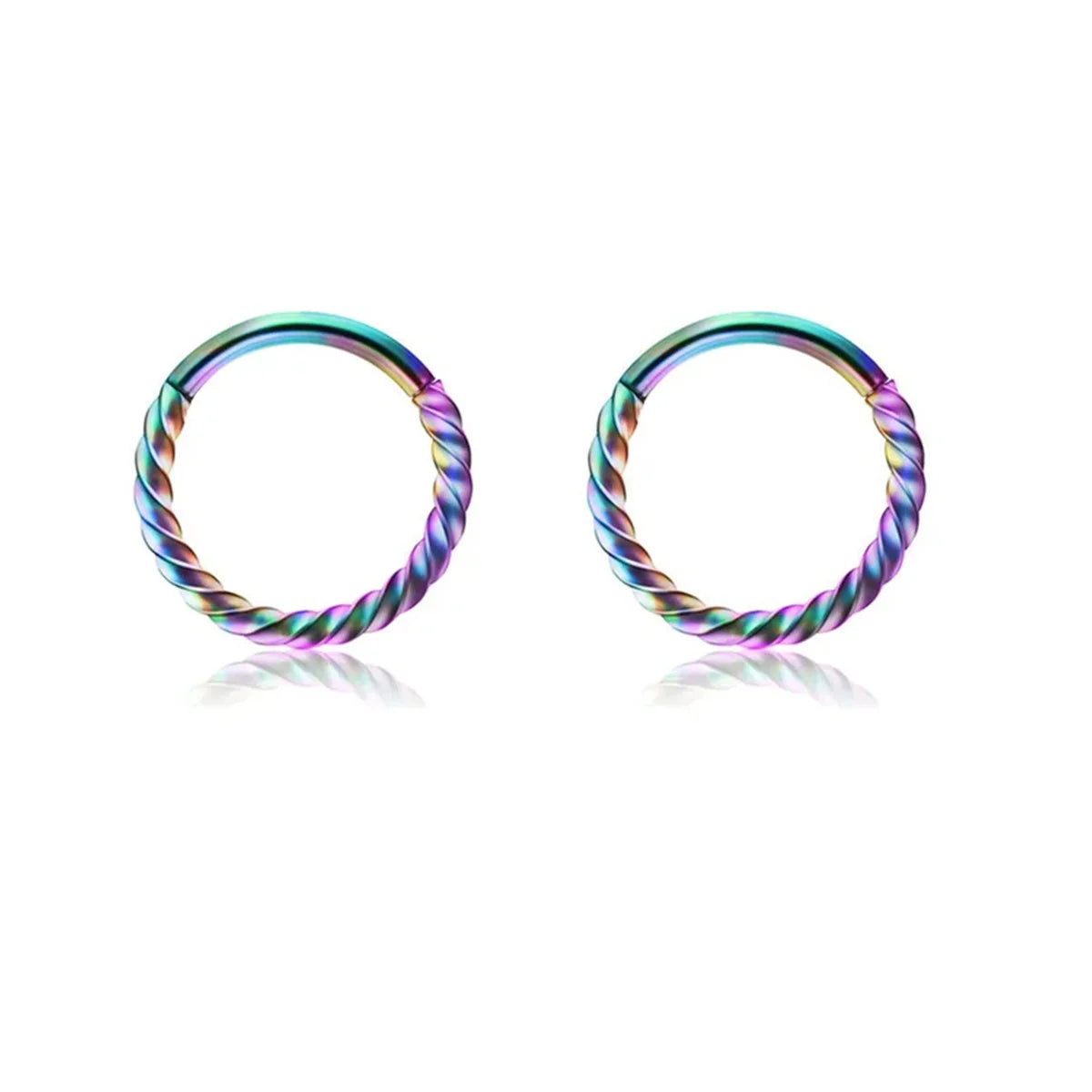 2pcs 316L Stainless Steel Twist Hinged Septum Nose Rings Hoops,Septum Clicker Cartilage Tragus Helix Ear Piercing jewelry