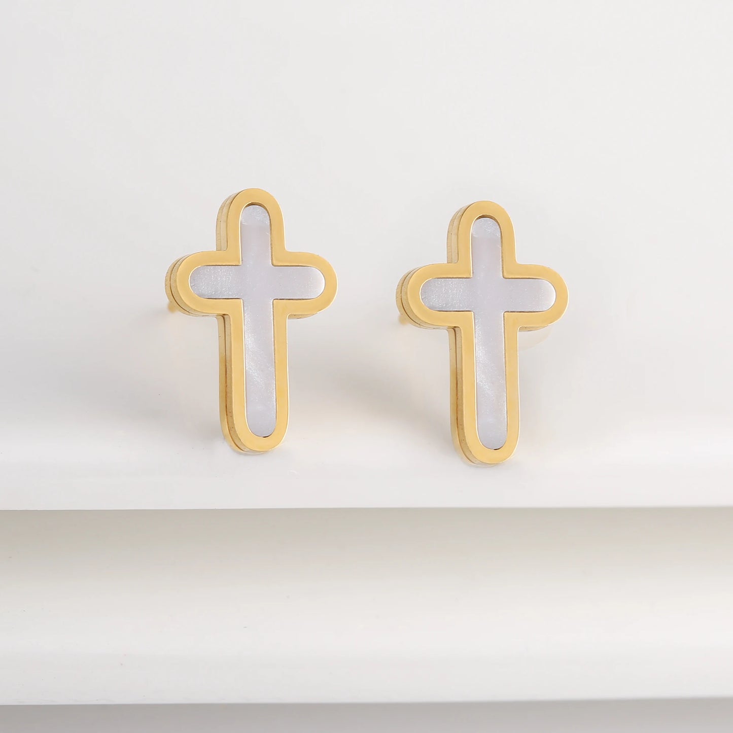 7 Colors New Design Cross Stainless Steel Classic Studs Earrings High Quality Minimalist Wedding Anniversary Woman Jewelry Gift