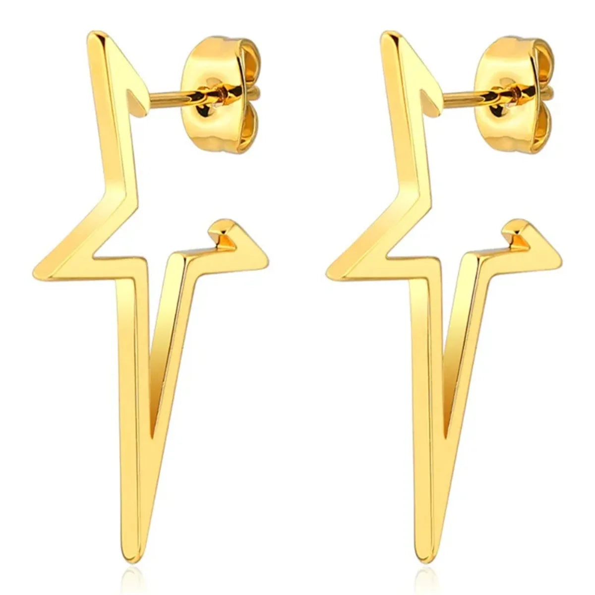 2pcs Stainless Steel Pentagonal Star Shape Punk Stud Earrings For Men Women,Simplicity Cool Hypoallergenic Piercing Jewelry